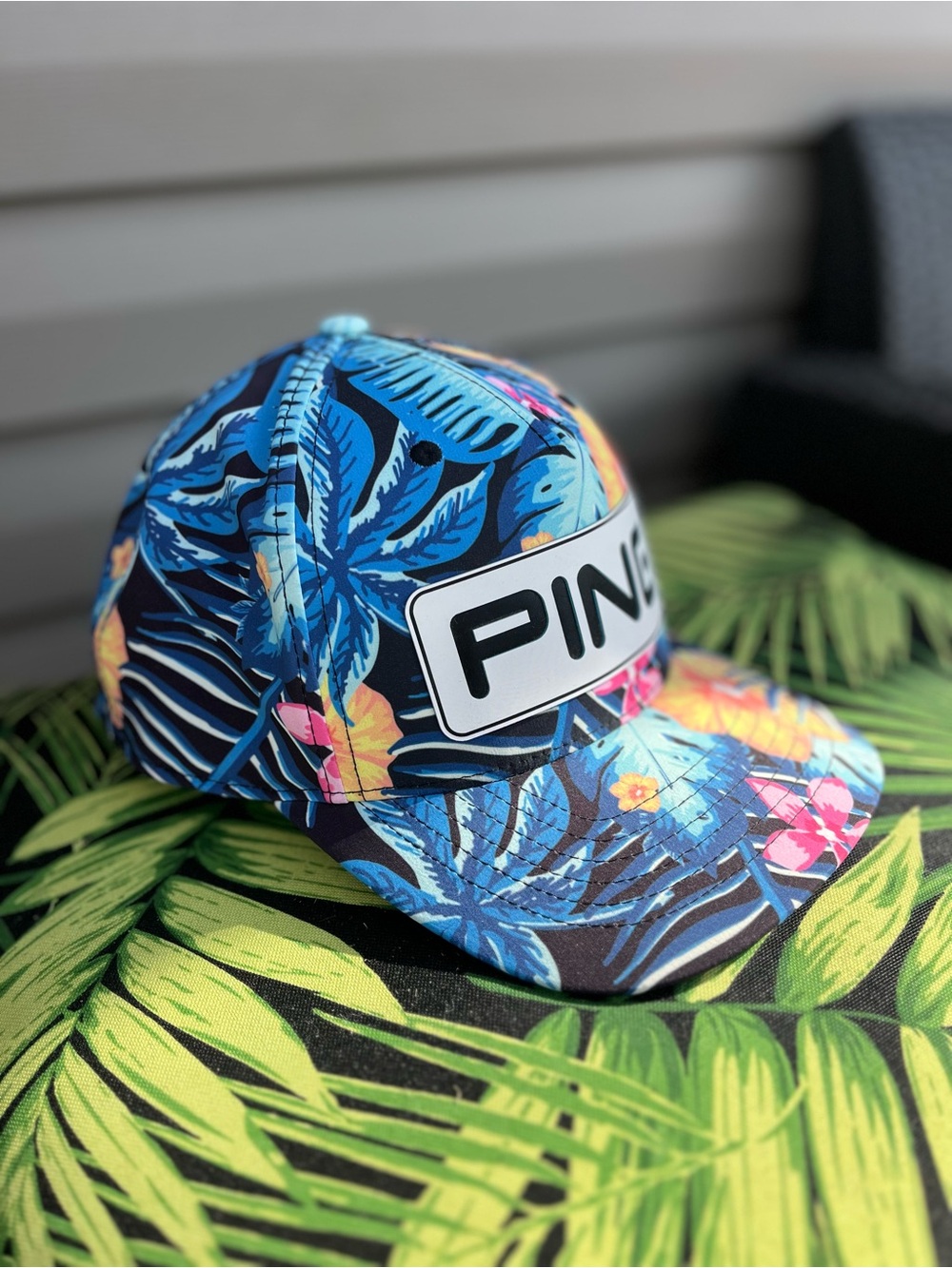 PING Tropical Floral Trucker Hat - Blue, Yellow, Pink
